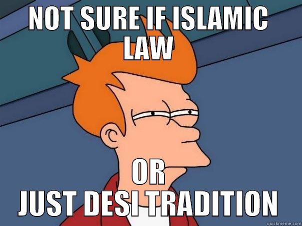 NOT SURE IF ISLAMIC LAW OR JUST DESI TRADITION Futurama Fry