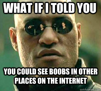 what if i told you you could see boobs in other places on the internet  Matrix Morpheus