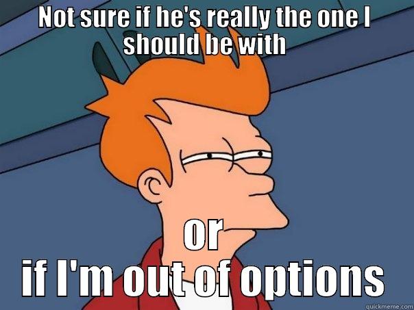 NOT SURE IF HE'S REALLY THE ONE I SHOULD BE WITH OR IF I'M OUT OF OPTIONS Futurama Fry