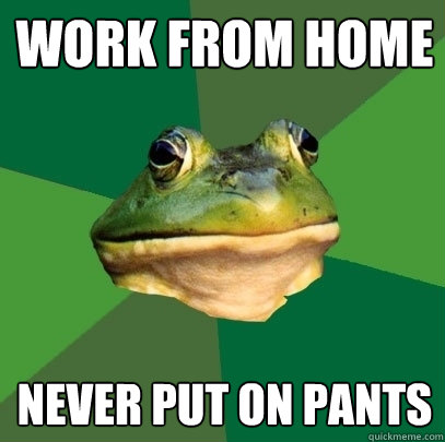 Work From Home never put on pants  Foul Bachelor Frog