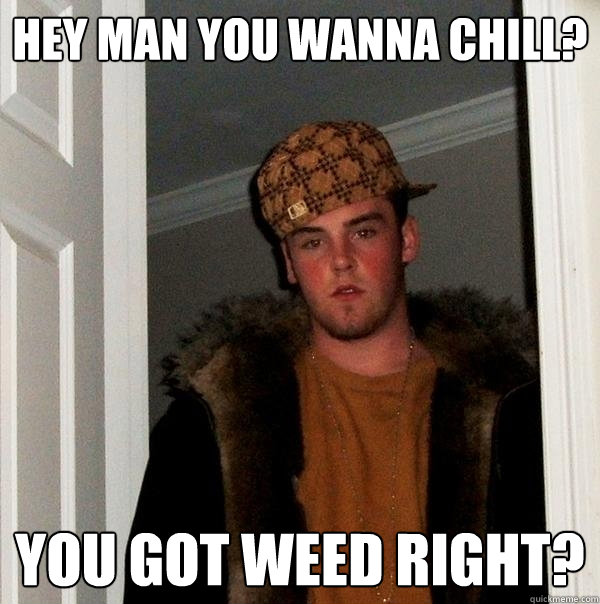 hey man you wanna chill? you got weed right?  Scumbag Steve