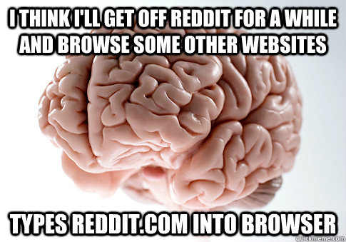 I think I'll get off reddit for a while and browse some other websites types reddit.com into browser  Scumbag Brain
