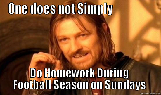 ONE DOES NOT SIMPLY                   DO HOMEWORK DURING FOOTBALL SEASON ON SUNDAYS Boromir
