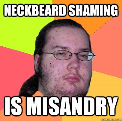 Neckbeard shaming is misandry  Butthurt Dweller