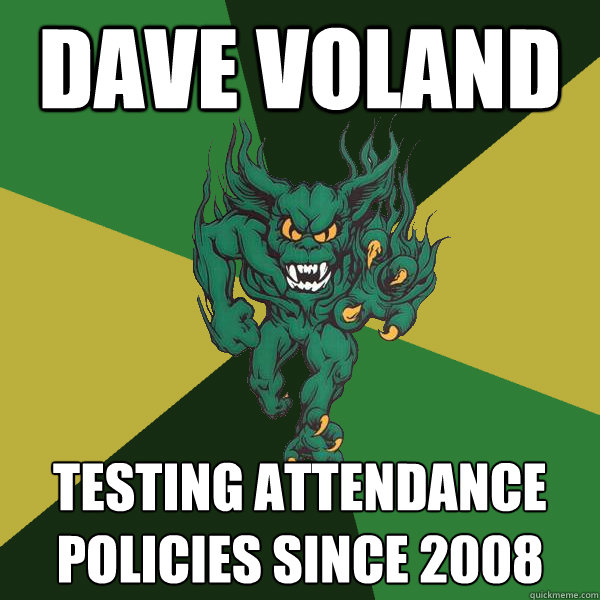 Dave Voland Testing Attendance Policies since 2008  Green Terror