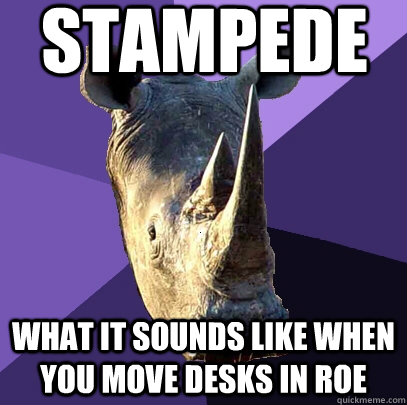 Stampede What it sounds like when you move desks in roe  Sexually Oblivious Rhino