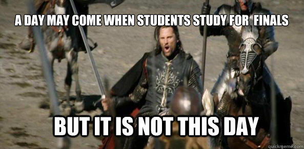 A day may come when students study for  finals BUT IT IS NOT THIS DAY  aragorn black gate