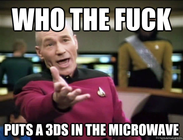 who the fuck Puts a 3ds in the microwave  Annoyed Picard HD