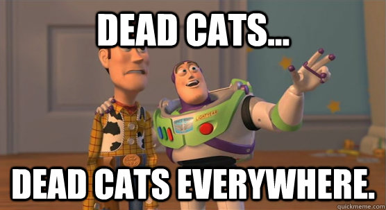 Dead cats... Dead cats everywhere.  Toy Story Everywhere