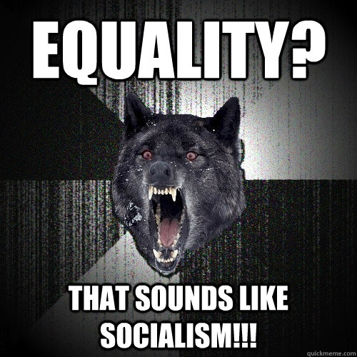 Equality? THAT SOUNDS LIKE SOCIALISM!!!  Insanity Wolf