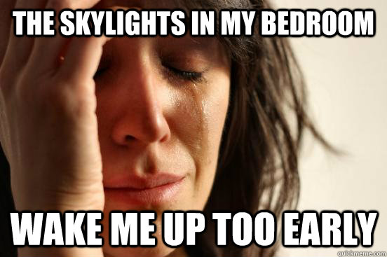 the skylights in my bedroom wake me up too early  First World Problems