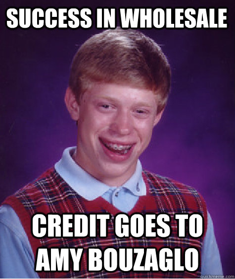 success in wholesale credit goes to Amy Bouzaglo - success in wholesale credit goes to Amy Bouzaglo  Bad Luck Brian