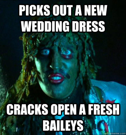 Picks out a new wedding dress Cracks open a fresh Baileys - Picks out a new wedding dress Cracks open a fresh Baileys  Good Guy Old Gregg