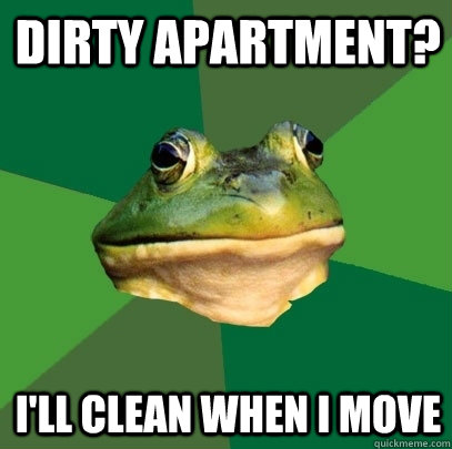 Dirty apartment? I'll clean when I move  Foul Bachelor Frog