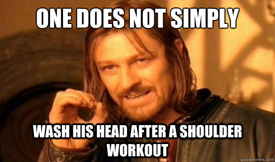 One Does Not Simply wash his head after a shoulder workout  Boromir