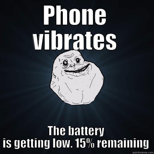 Low Battery - PHONE VIBRATES THE BATTERY IS GETTING LOW. 15% REMAINING Forever Alone