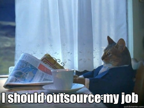  I should outsource my job  Rich cat is rich