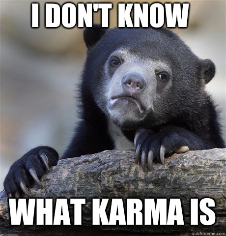 I don't know What karma is  Confession Bear