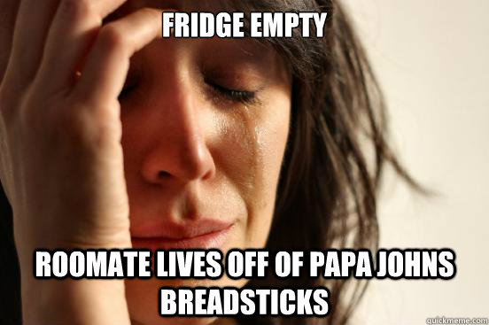 Fridge Empty Roomate lives off of Papa Johns Breadsticks  First World Problems