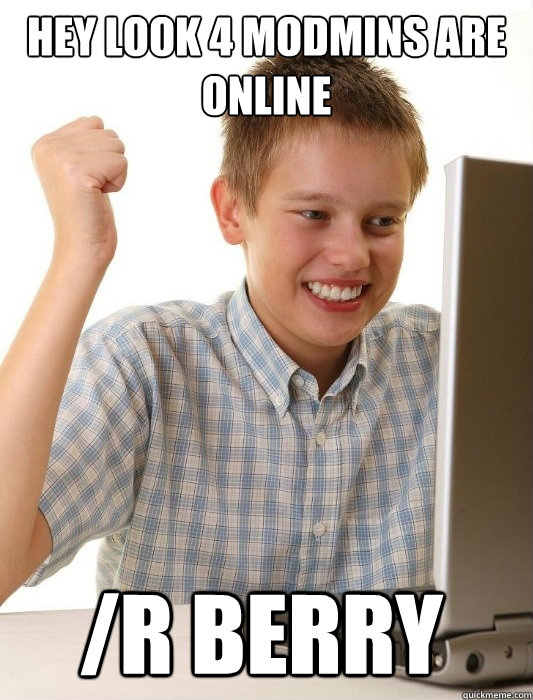 Hey look 4 modmins are online /r berry  First Day on the Internet Kid