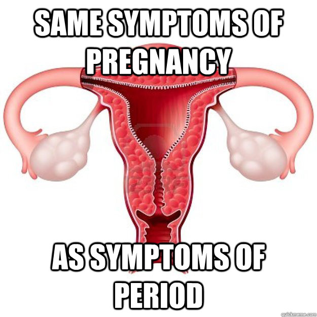 same symptoms of pregnancy  as symptoms of period  scumbag organs