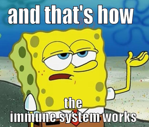 last one, promise. - AND THAT'S HOW  THE IMMUNE SYSTEM WORKS Tough Spongebob