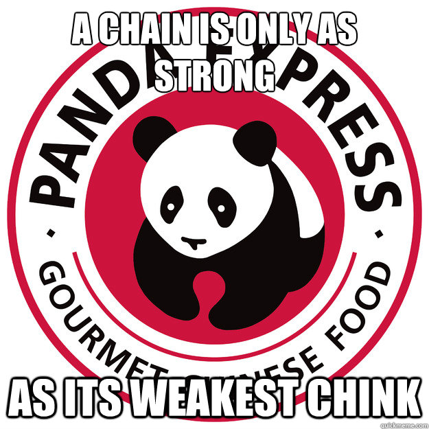 A Chain is only as strong As its weakest chink - A Chain is only as strong As its weakest chink  Asian