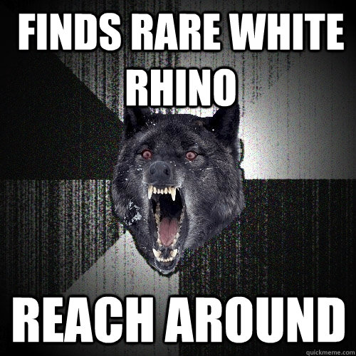 Finds rare white rhino reach around  Insanity Wolf