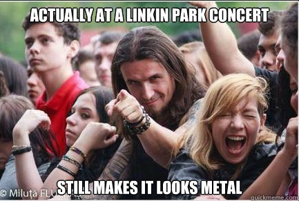 Actually at a Linkin Park concert

 Still makes it looks metal - Actually at a Linkin Park concert

 Still makes it looks metal  Ridiculously Photogenic Metalhead