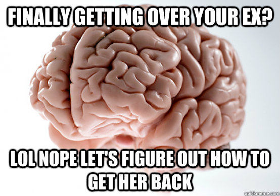 finally getting over your ex? lol nope let's figure out how to get her back  Scumbag Brain make you late to work