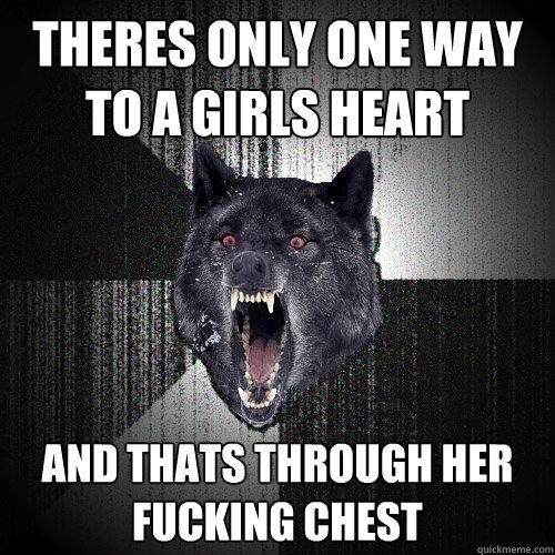 theres only one way to a girls heart AND THATS THROUGH HER FUCKING CHEST  Insanity Wolf