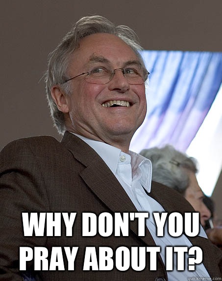  Why don't you pray about it?  Richard Dawkins
