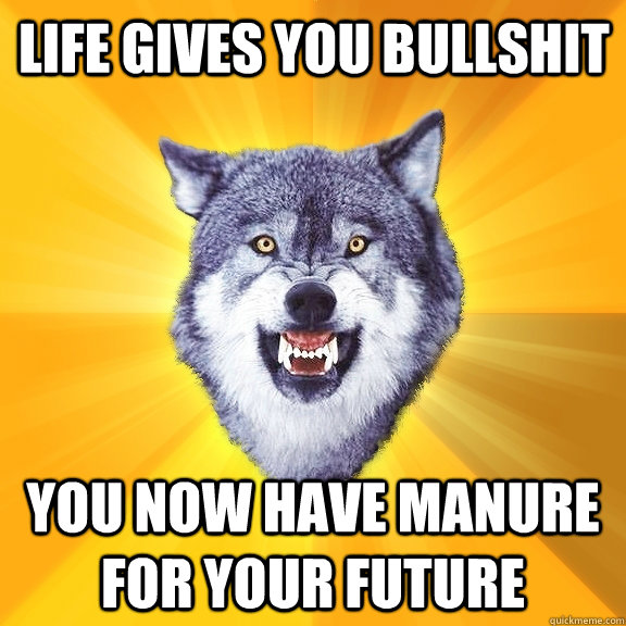 Life gives you bullshit You now have manure for your future  Courage Wolf
