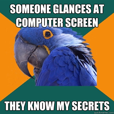 Someone glances at computer screen They know my secrets  Paranoid Parrot