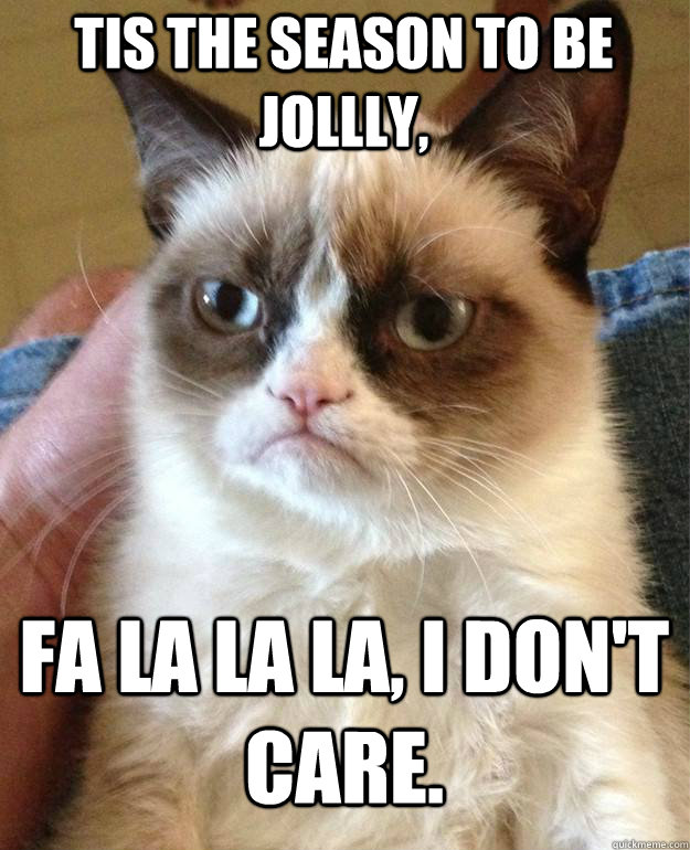 Tis the season to be jollly, FA LA LA LA, I don't care. - Tis the season to be jollly, FA LA LA LA, I don't care.  Grumpy Cat