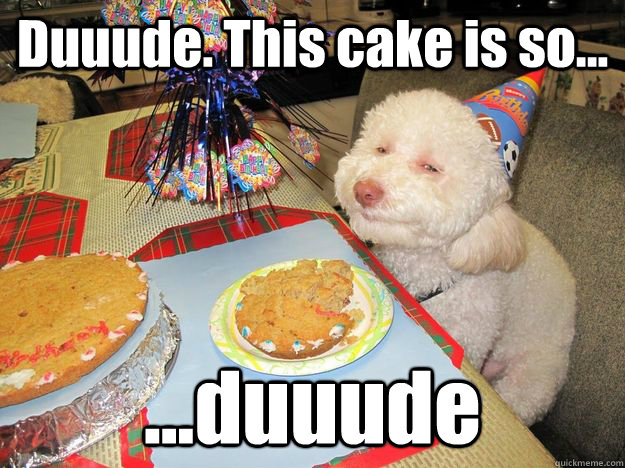 Duuude. This cake is so... ...duuude  Stoned Birthday Dog