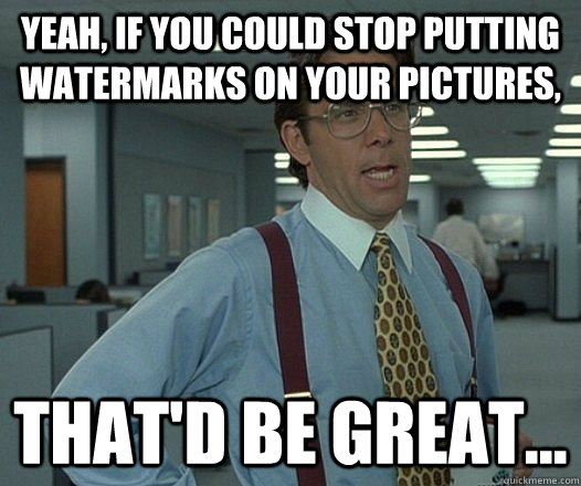 Yeah, if you could stop putting watermarks on your pictures, That'd be great...  hackercracker - thatd be great