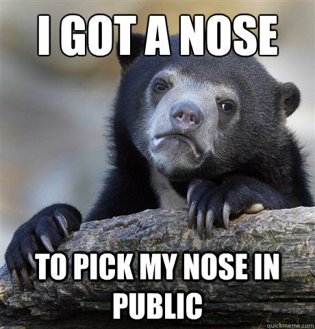 I got a nose ring to pick my nose in public  Confession Bear