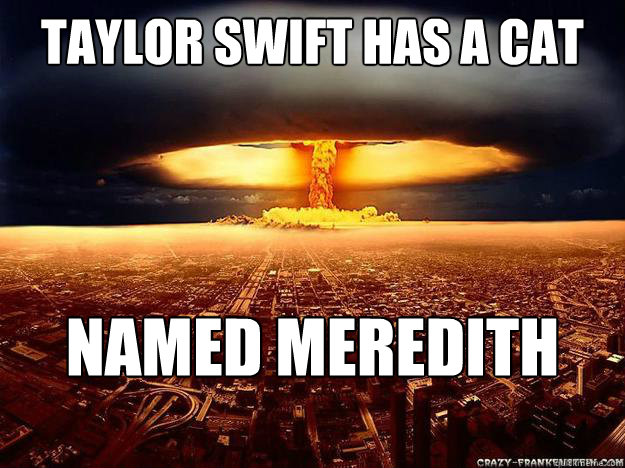 TAYLOR SWIFT HAS A CAT Named Meredith  atomic bomb