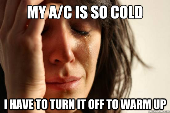 My A/C is so cold I have to turn it off to warm up  First World Problems