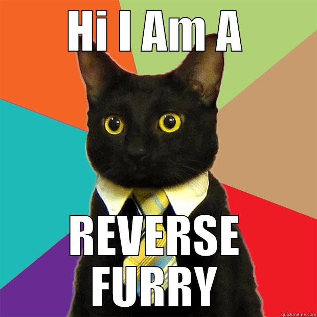 HI I AM A REVERSE FURRY Business Cat