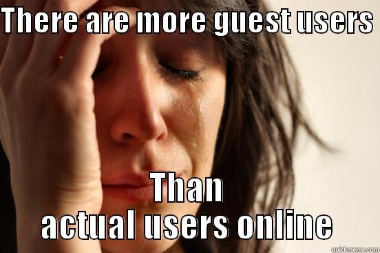 THERE ARE MORE GUEST USERS  THAN ACTUAL USERS ONLINE First World Problems