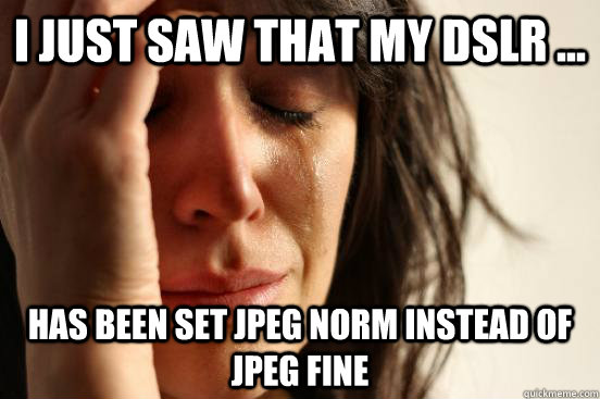 i just saw that my DSLR ... has been set jpeg norm instead of jpeg fine  First World Problems