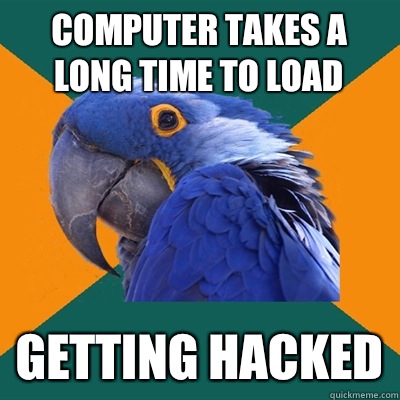 Computer takes a long time to load Getting hacked  Paranoid Parrot