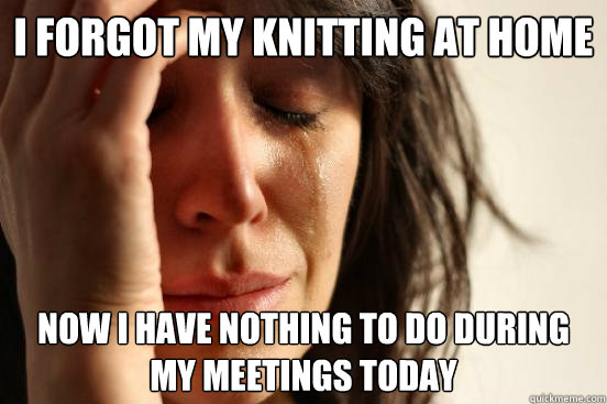 I forgot my knitting at home Now i have nothing to do during my meetings today  First World Problems