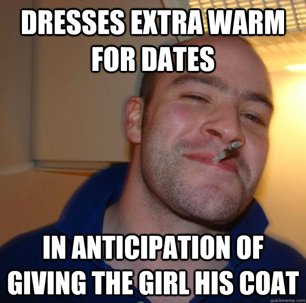 dresses extra warm for dates In anticipation of giving the girl his