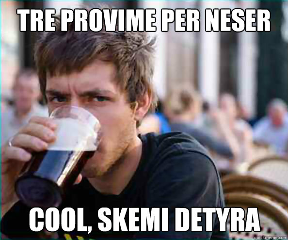tre Provime per neser Cool, Skemi detyra  Lazy College Senior