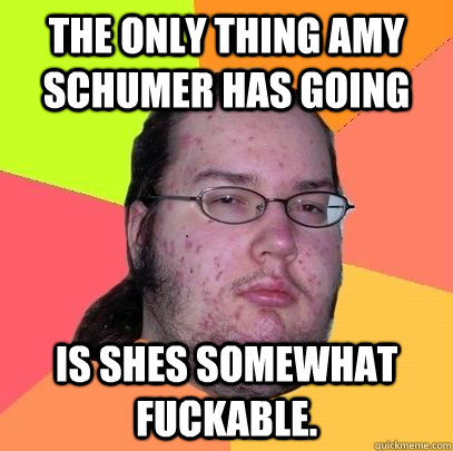 the only thing amy schumer has going is shes somewhat fuckable.  