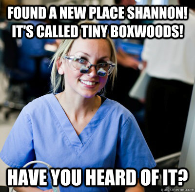 Found a new place Shannon! It's called Tiny Boxwoods! Have you heard of it?  overworked dental student