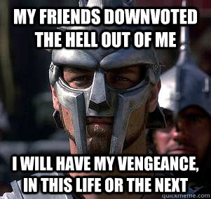 My friends downvoted the hell out of me I will have my vengeance, in this life or the next - My friends downvoted the hell out of me I will have my vengeance, in this life or the next  Misc